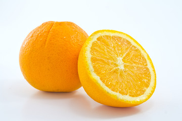 Ripe orange on white background