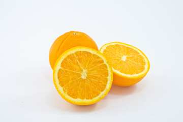 Ripe orange on white background
