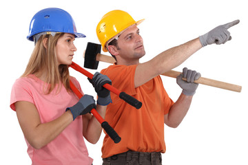 A team of labourers planning their day's work