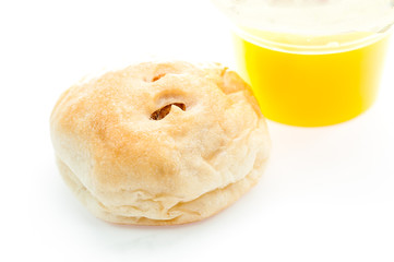 bread with dried shredded pork  Thai dessert on white background