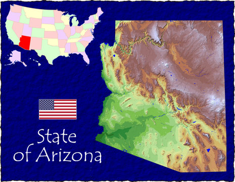 USA state Arizona enlarged map flag background