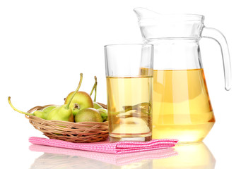 duchess drink with pears in basket isolated on white.
