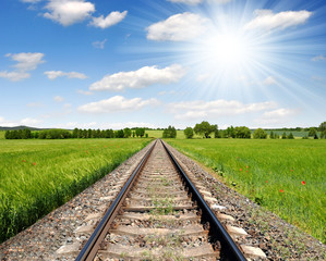 Fototapeta premium railway in spring landscape