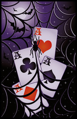 Poker halloween banner. vector illustration