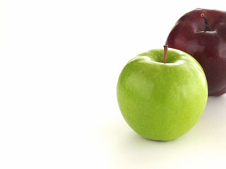 red apple and green apple isolated on white background