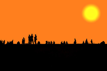 people in the sunset