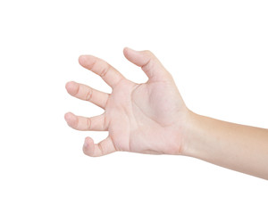 Hand holding isolated on white background