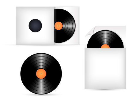 Vinyl Records in Paper Pack Vectors