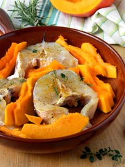 Fresh fish with spices and pumpkin