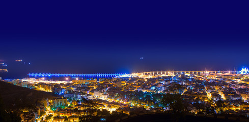 Naklejka premium Aerial night Santa Cruz de Tenerife Canary Islands