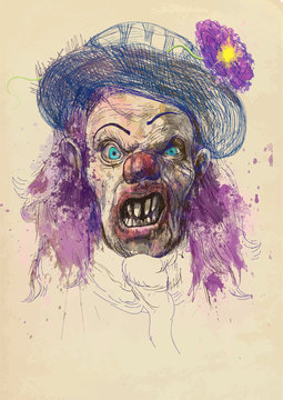 scary clown (drawing)
