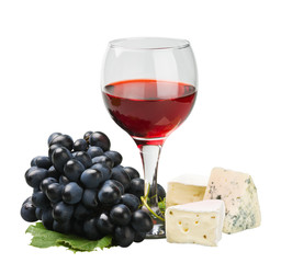 glass of red wine and grape