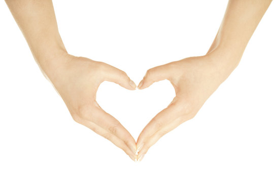 The form of heart shaped by female hands