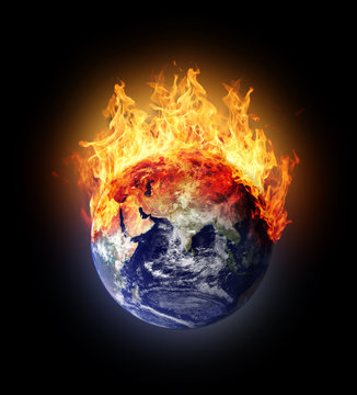 Burning earth globe east hemisphere