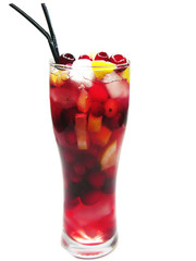 fruit red punch cocktail drink with strawberry