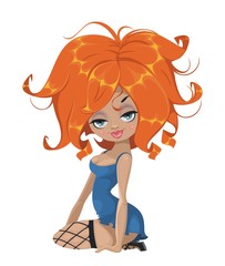 Рыжая девушка в чулках