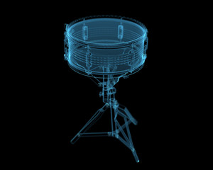 Fototapeta na wymiar Drum (3D xray blue transparent)