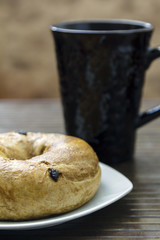 Breakfast Bagel with coffee