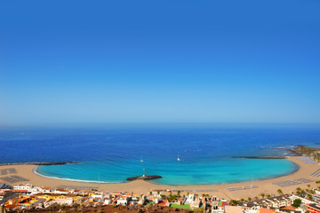 Aerial view Las Vistas beach in Arona Tenerife