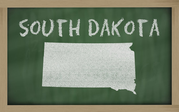 outline map of south dakota on blackboard