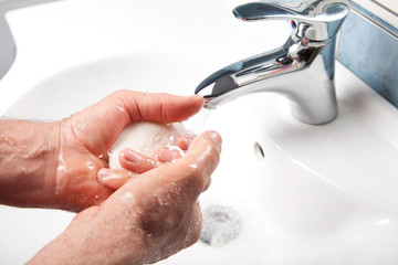 Man washing hands