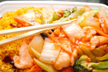 Chicken with Broccoli and Fried Rice