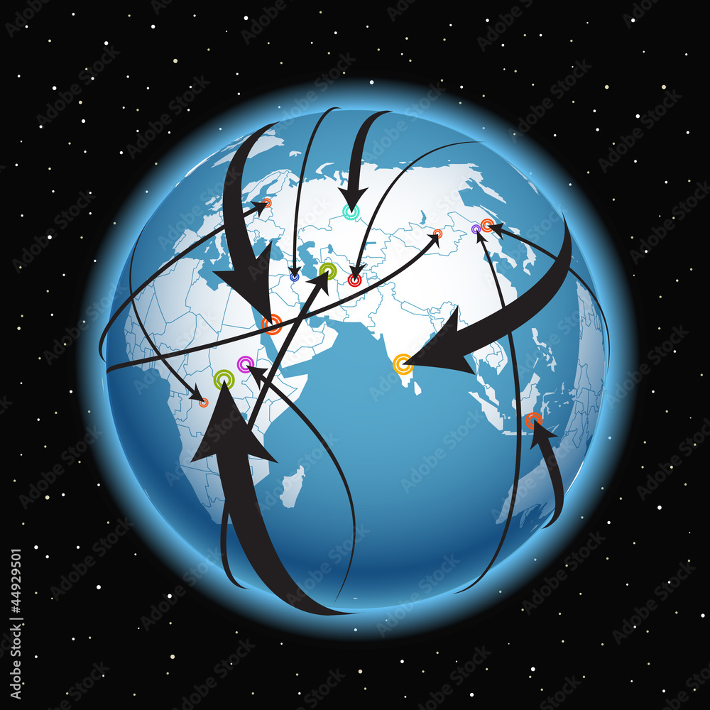 Poster abstract scheme of social media network connections and transfer