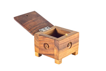a wooden box for female ornaments and jewelry