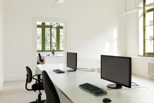 interior, office with furniture white
