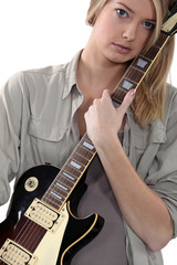 pretty blonde with guitar