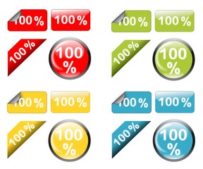 100% - Label, icon Set