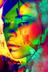 woman color  face art