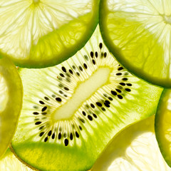 Obrazy na Szkle  mix owoców (limonka, cytryna, kiwi)