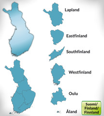 Finnland als Übersicht mit Grenzen