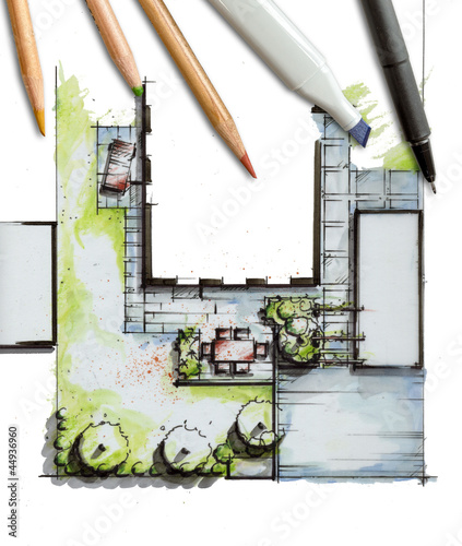 "Gartenplanung - Stadtgarten" Stockfotos und lizenzfreie Bilder auf