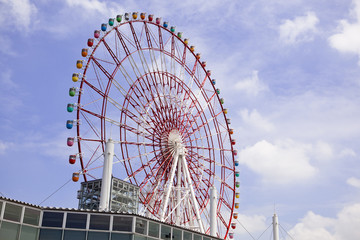 tokyo: ferris wheel in palette town, odaiba - obrazy, fototapety, plakaty