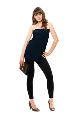 Fototapeta premium Pretty young woman in black leggings