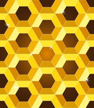 Seamless golden yellow honeycomb pattern