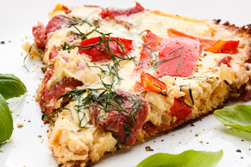 Omelette with salami and pepper