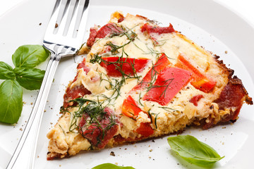 Omelette with salami and pepper