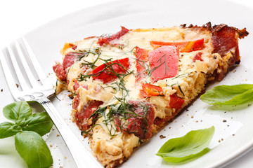 Omelette with salami and pepper