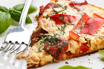 Omelette with salami and pepper