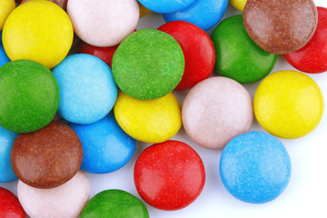 Closeup of colorful chocolate candies as background