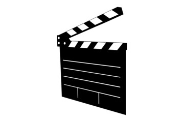 A silhouette of a movie clap