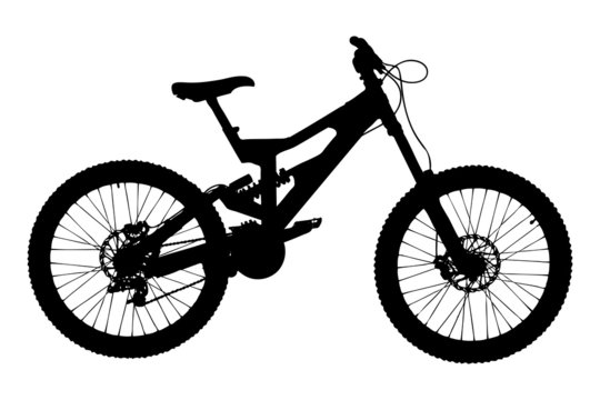 A silhouette of a mountain bike