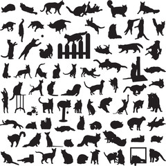 different set of silhouettes of cats - 44944102