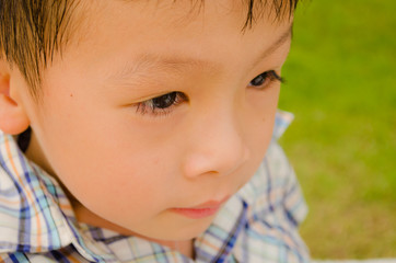 Closeup asian boy face