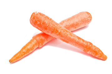 two raw carrots close-up