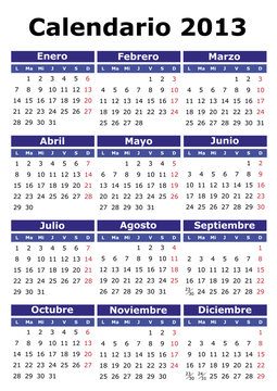 Calendar 2013 Spanish