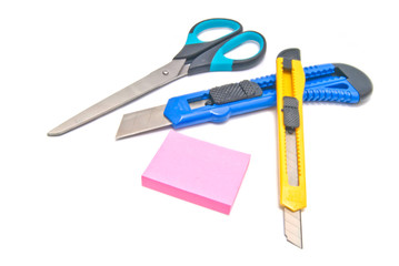 scissors, knifes and sticky notes